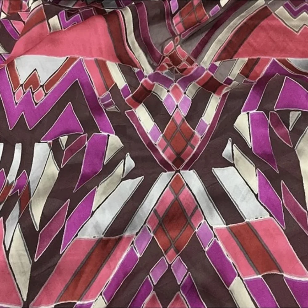 Colorful Patterning Geometric Elegant Style Hot Sale Promotion Soft Feeling Opal Silk Burn Out Fabric for Women Dress Clothes