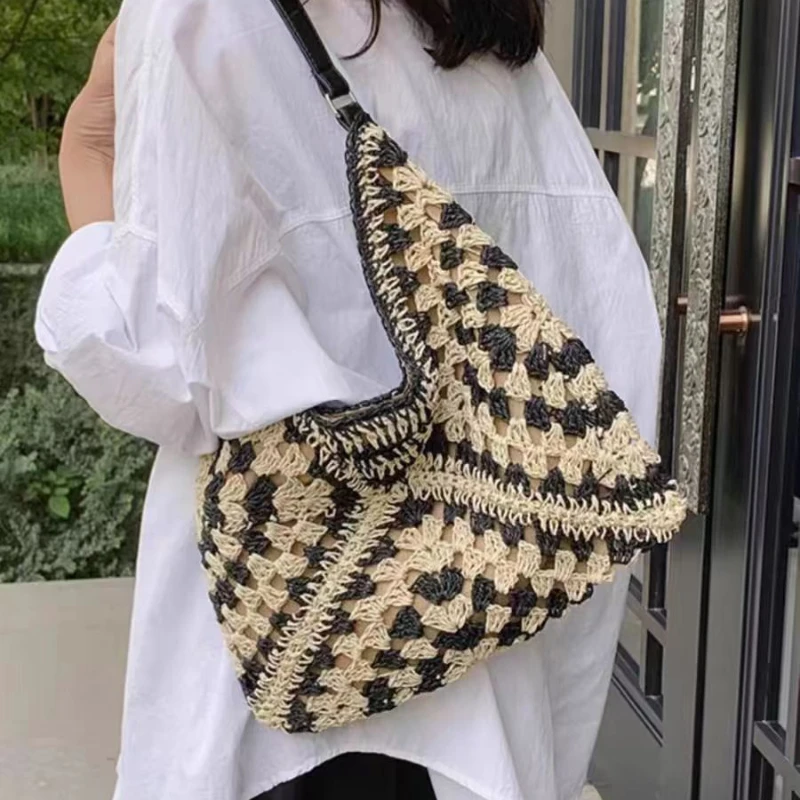 

Small Fresh Commuter Large Capacity Bag 2025 New Female Bag Popular Summer Knitting Fashion Shoulder Bucket Tote Bags for Women