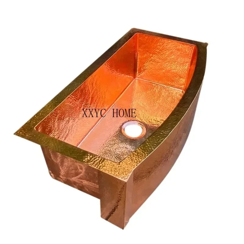 

Copper kitchen sink farmhouse rounded apron front rustic sinks luxury design Curve kitchen sink