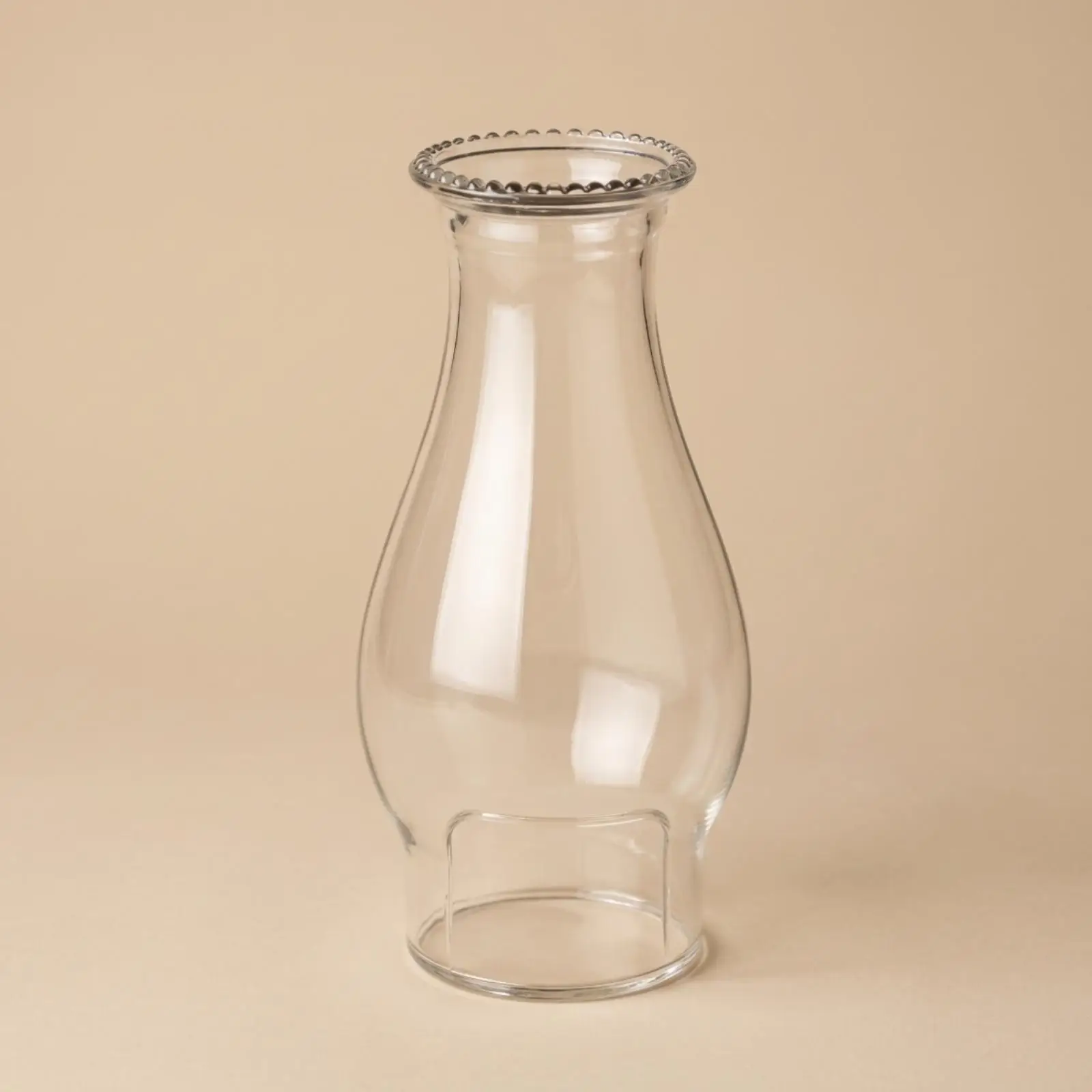 Traditional Oil Lamp Chimney Replacement Glass Shade with Beaded Rim for Home Repair