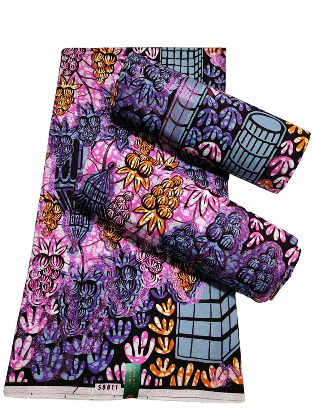 

Fashion Gold Dust Super Good Quality Ankara African Glittle Grand Wax Fabric Pagne Stuff 100% Cotton Shine Batik 6Yards For Sew