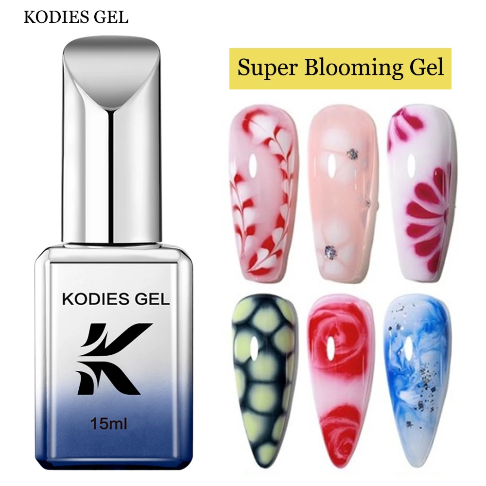 KODIES GEL Clear Blooming Gel 15ml UV Soak Off Nail Art Polish for Spreading Effect Marble Nail Polish Watercolor Blossom Gel