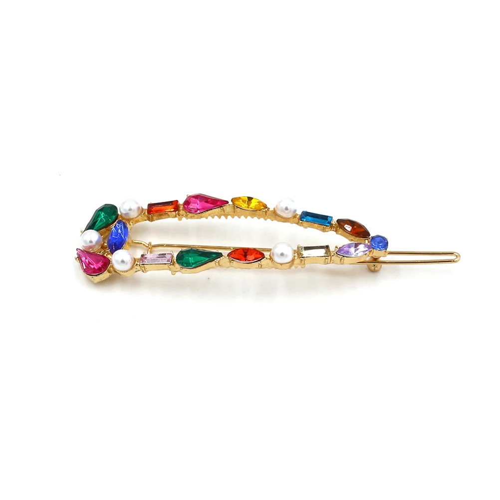 

4pcs Colorful Alloy Rhinestone Bang Clips Stylish Hairpins Durable Elegant Party Daily Wear Gift For Women Girls
