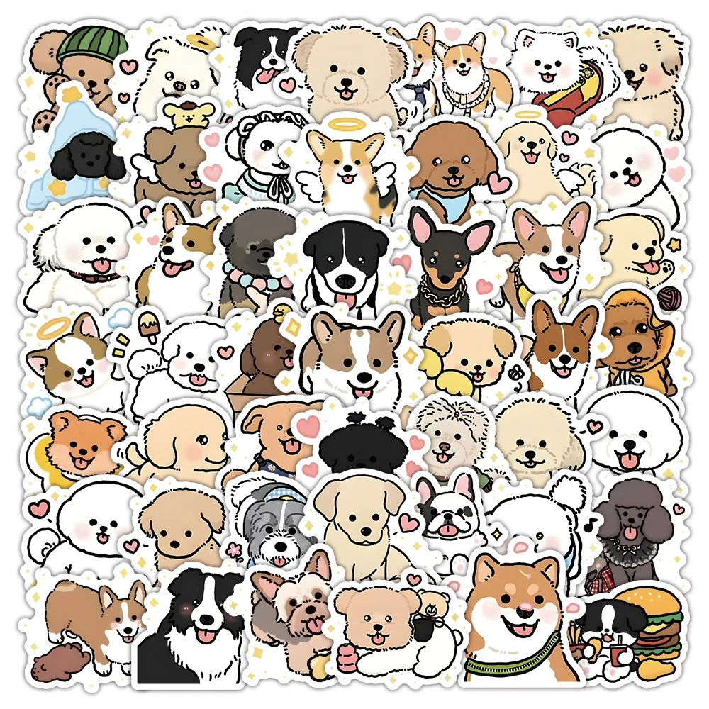 2024 New Cute Puppy Stickers Cartoon Stationery Mobile Phone iPad Computer Luggage Guitar Wall Sticker Toy Decoration Wholesale