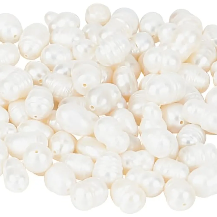 Perlas de Agua Dulce de Alta Calidad, 1 Caja con 43~45 Piezas, 5.5~6.5mm, Perlas Naturales Cultivadas en Agua Dulce, Forma de Arroz Ovalada, Barrocas