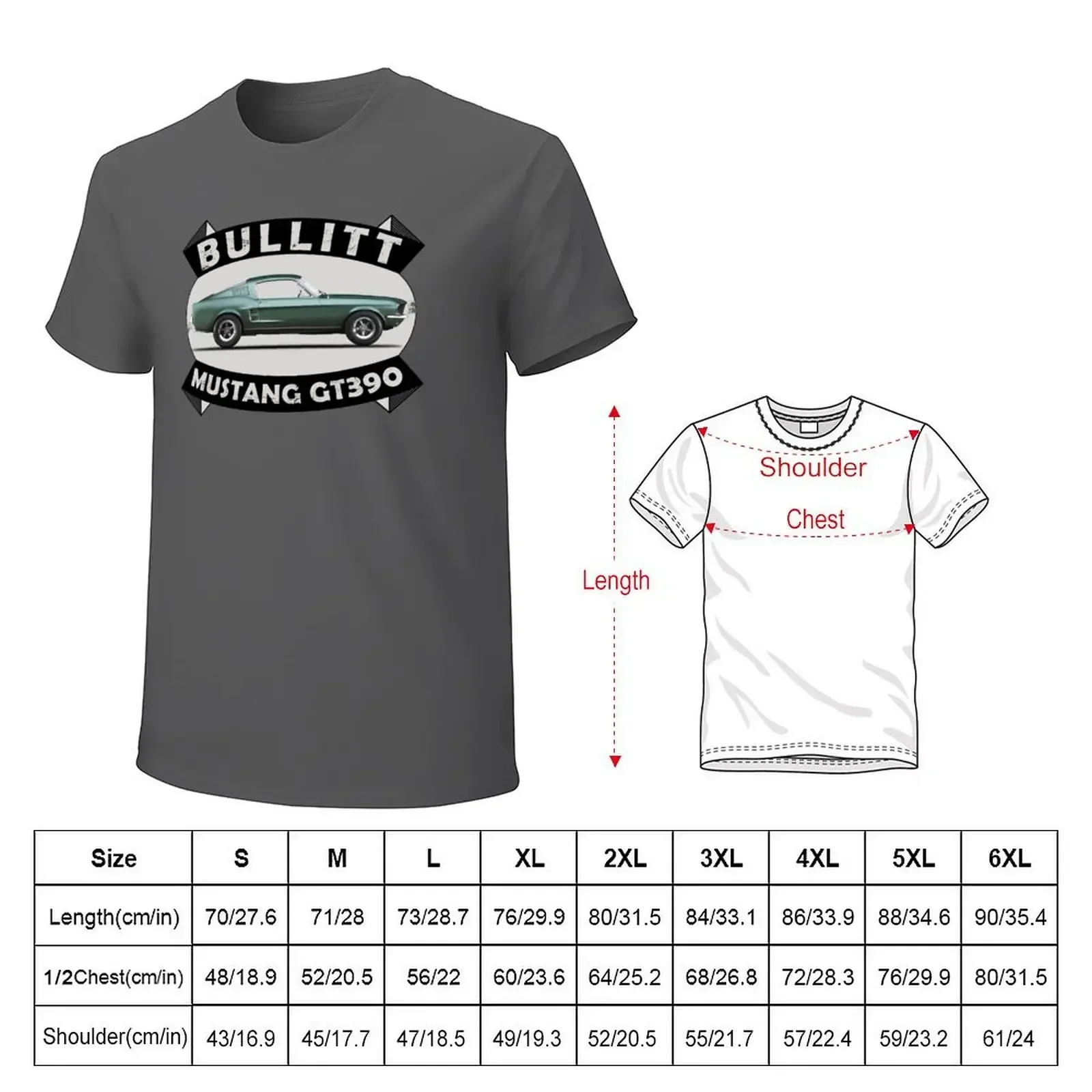 The Bullitt Mustang GT390 T-shirt plain Aesthetic clothing fruit of the loom mens t shirts