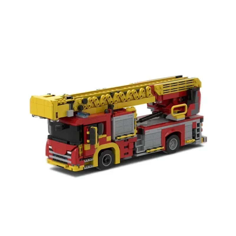 MOC-86254 conjunto de vehículo de rescate de incendios de ciudad, modelo de bloques de construcción empalmado, piezas de bloques de construcción 1079, juguete para regalo de cumpleaños para niños