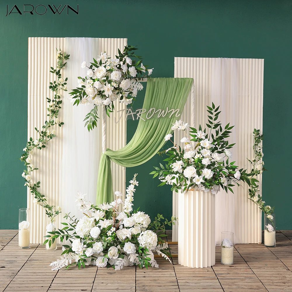 Church Decorations for Wedding Greenery White Rose Artificial Flower Arrangement Aisle Floor Floral Party Event Backdrop Props