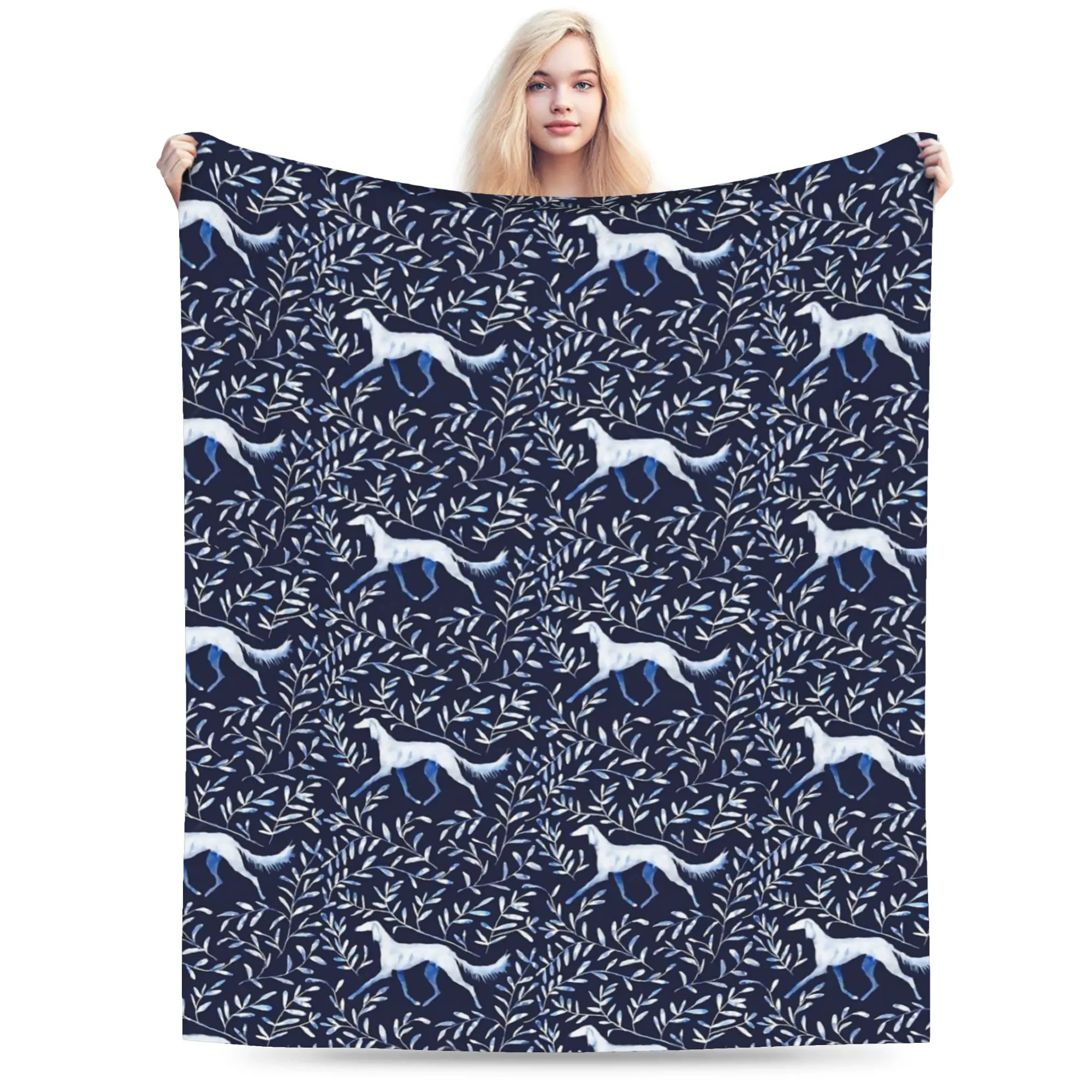 Saluki Blanket Greyhound Whippet Sighthound Dog Flannel Vintage Warm Throw Blanket for Home  Winter