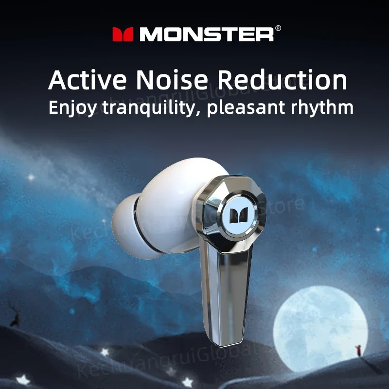 Monster XKT32 Wireless Bluetooth 5.4 Earphones TWS Gaming Earbuds Capsule LED RGB Flip Cover Design Hifi Headset Long standby