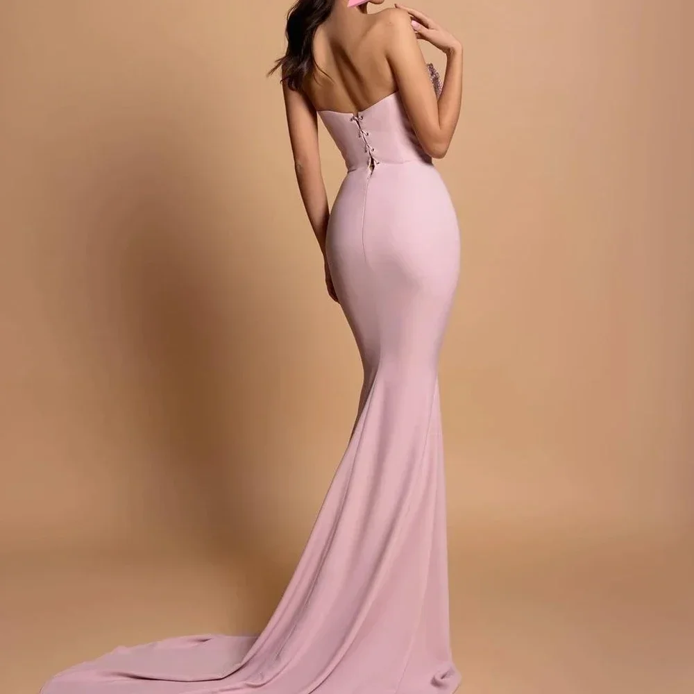 Vestido con espejo personalizado, elegante, Vintage, dulce, rosa, sirena, perlas, cinta, ocasión Formal personalizada, vestido de graduación Ev