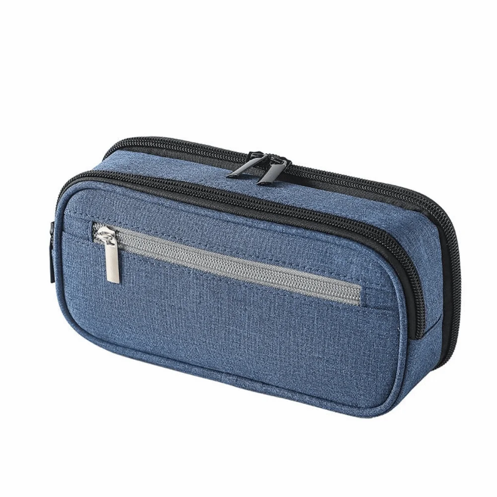 

Solid Color Pencil Case Portable 3 Layers Pen Organizer Pouch Durable Large Capacity Stationery Organizer Back To School