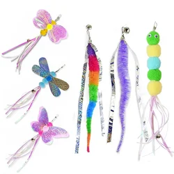 Cat Feather Toy Accessories False Butterfly Worm Toy with Bell Kitten Cat Toys Interactive Replacement Refill Foam Ball Training