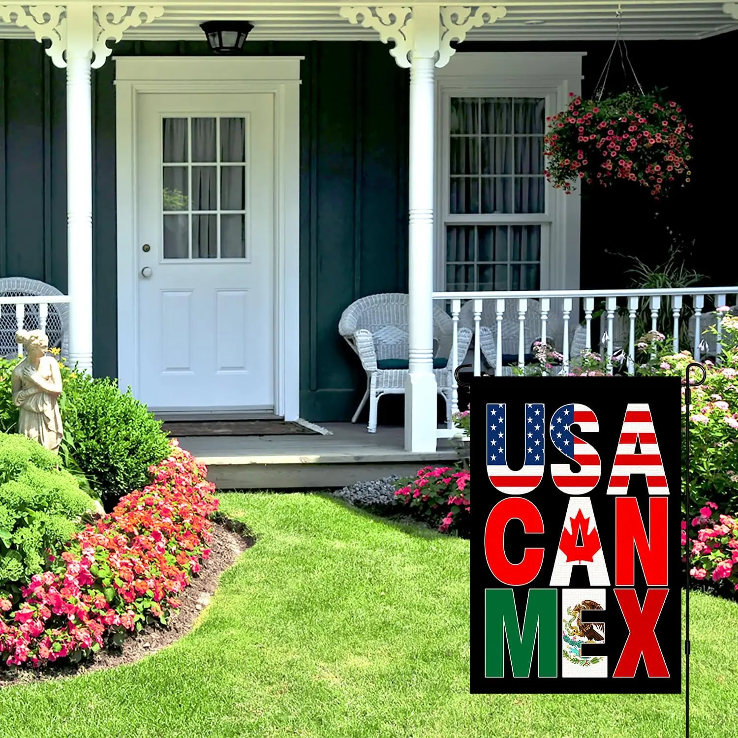 Usa Canada Mexico 2026 Soccer Football Supporters Burlap Garden Flag,12X18 Inch, for Yard Outdoor Decor (Flagpole Not Includ ZZM