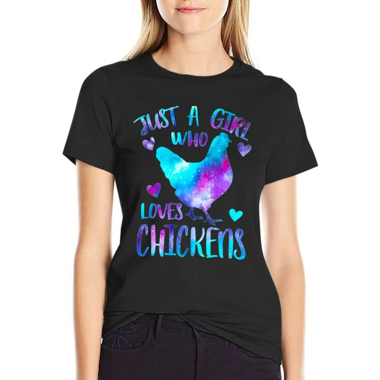 

Just a girl who loves Chickens - Galaxy T-Shirt kawaii clothes aesthetic clothes vintage clothes white t shirts for Women