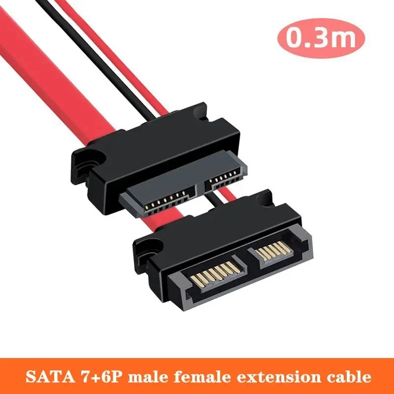 SATA 7+6P Male Female Extension Cable For Laptop Optical Drive Slim Hard Drive Connection Cable SATA13P Power Cord