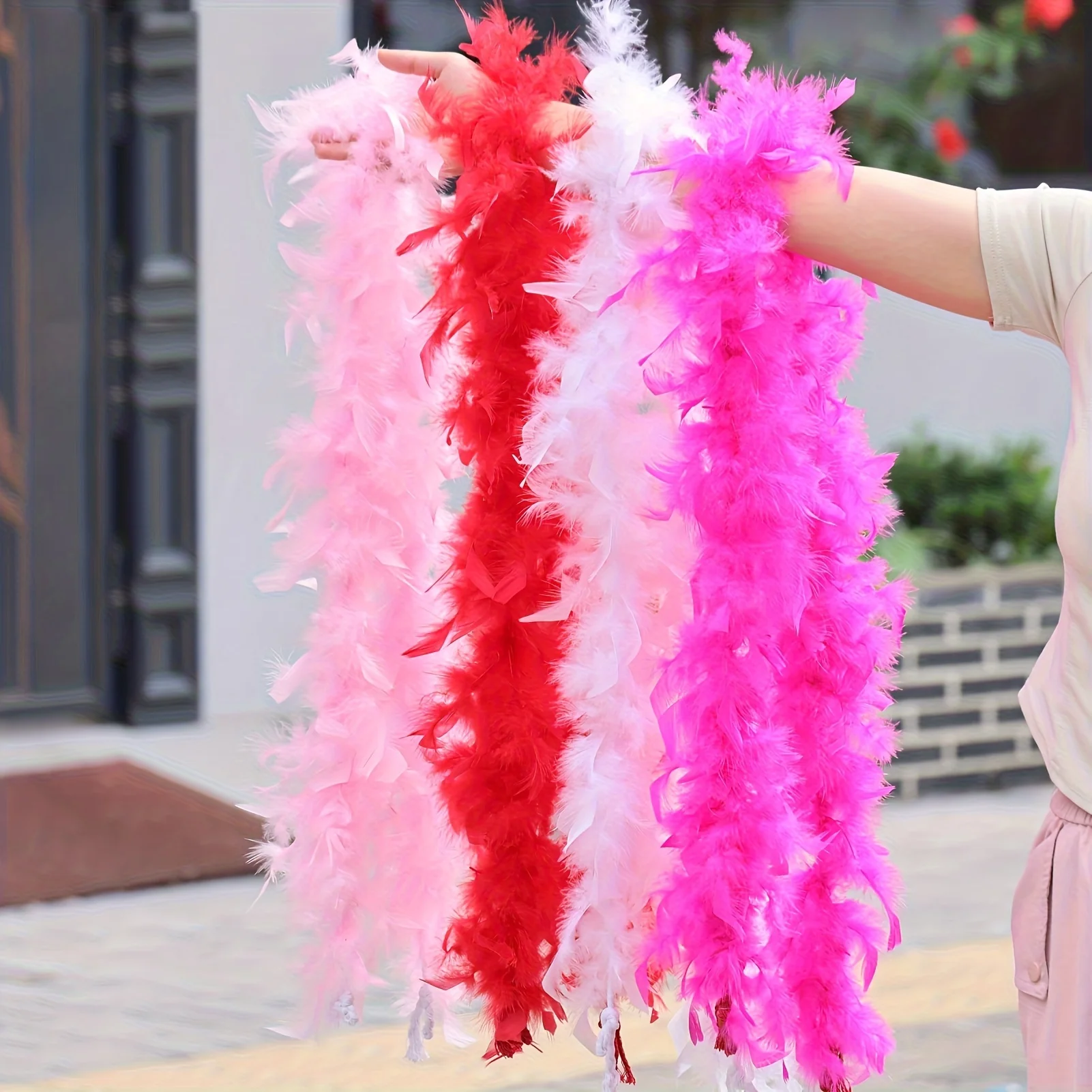 Red Turkey Feather Boa 2 Meters 30g Soft Fluffy Natural Feathers for DIY Wedding Party Clothing Costume Decoration Feather