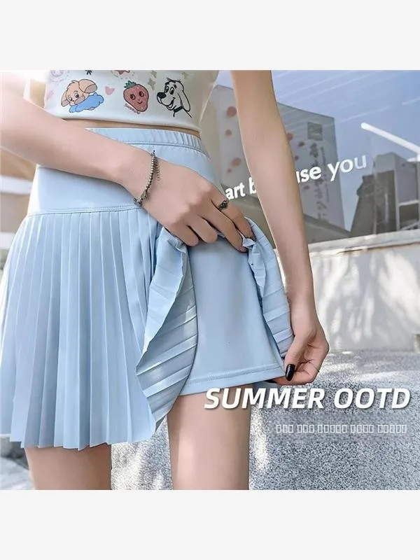 

Юбка-плиссе для йоги и фитнеса, женская, больших размеров, из ткани Cleanfit из ПВХ, летняя новинка