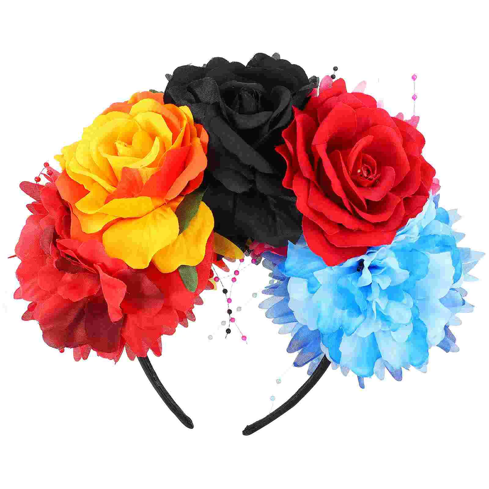 

Peony Headband Bridesmaid Flower Crowns for Women Rainbow Headbands Halloween Maternity Shoot Pride Fabric Floral Rose