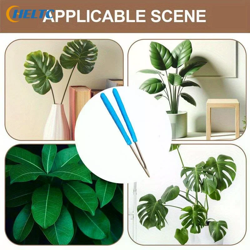 1PCS Leaf Cleaning Tongs - Handheld Green Plant Cleaning Brush Bamboo Handle,Durable Bamboo Design For Efficient Leaf Removal