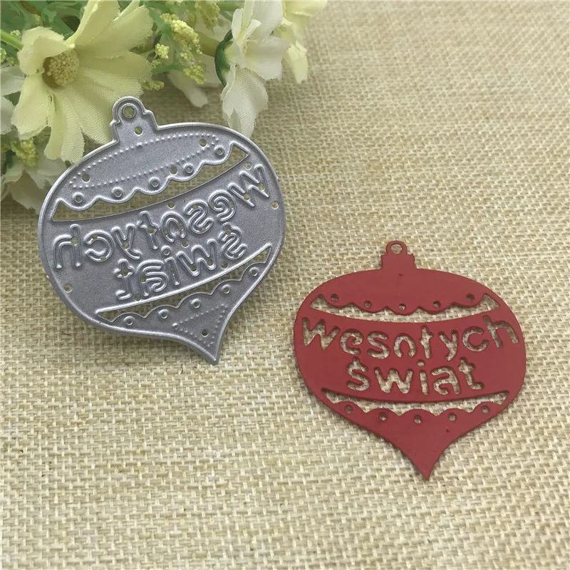 

Christmas Bauble Metal cutting dies mold Round hole label tag Scrapbook paper craft knife mould blade punch stencils dies