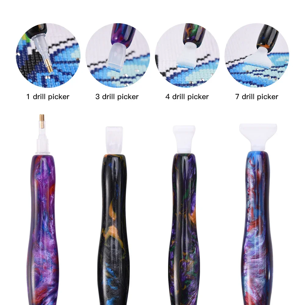 4 Pack Diamond Painting Pens, Handmade Resin Diamond Art Tools & Accessories for Hobby, Adults & Kids, Perfect for Beginners