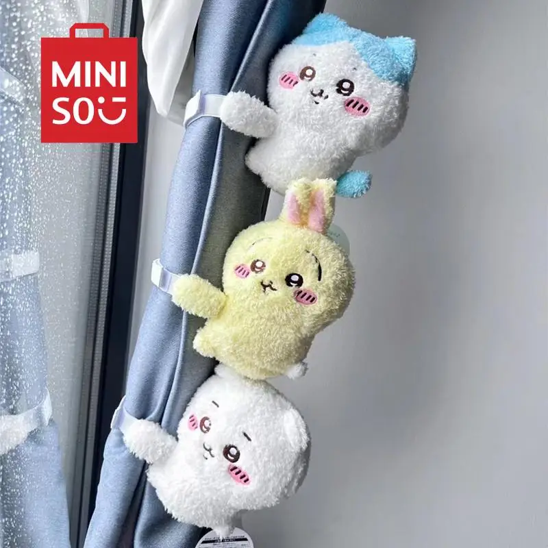 

MINISO Series Kawaii Anime Chiikawa Self Deprecating Bear Cute Plush Doll Decoration Home Curtain Buckle Strap Toys for Kids