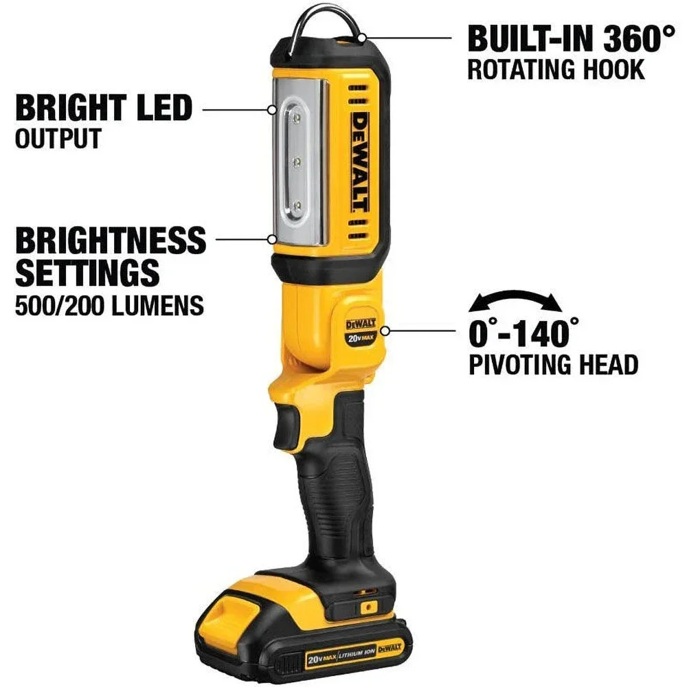 DeWALT DCL050 Wireless Portable Spotlights Working Lamp Rechargeable 20v 500lm for Work Place Universal 18v Battery Platform