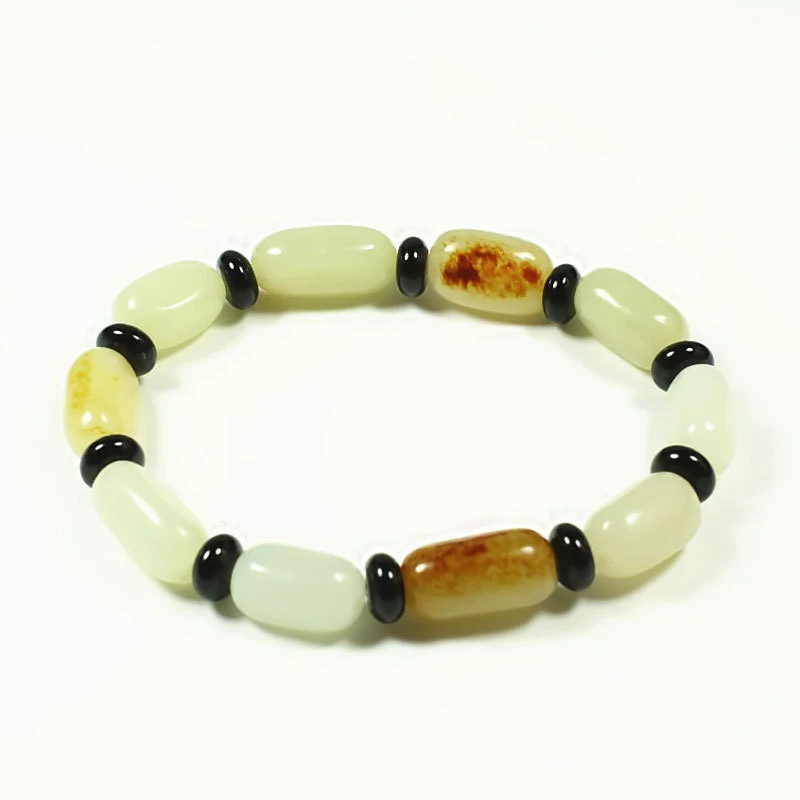 

Hotan Green-White Jade Bracelet Men, Fashionable and Versatile