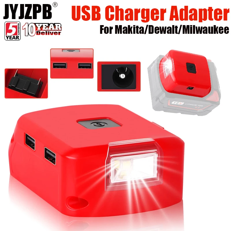 

Upgraded USB Charger Adapter For Makita For Dewalt For Milwaukee 18V Li-ion with/without USB Type-C Battery Holder Fast Charging