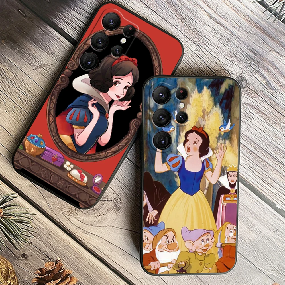 Casing ponsel kartun Putih Salju Disney untuk Samsung Galaxy S24 S23 S22 S21 S20 FE S10 S10E Plus Ultra Pro Lite 5G hitam