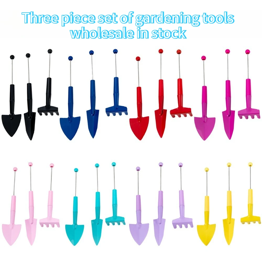 3pcs Beaded Gardening Tools Three-piece Flower Rake Flower Succulent Small Shovel Tools Small Spade