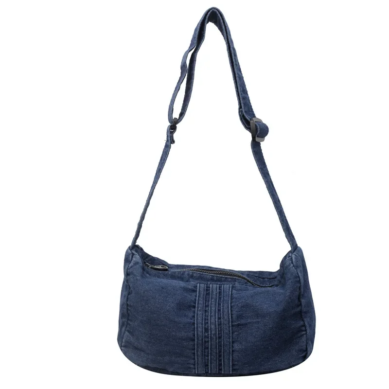 Washed Denim  Women's 2024 New Literary Style Old Messenger Bag Fashion Pillow Bag Commuter Shoulder Bag