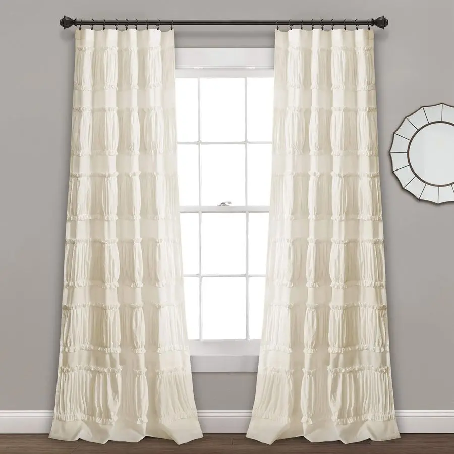 

Ruffle Window Curtain Panel Pair, 42W x 95L, Ivory