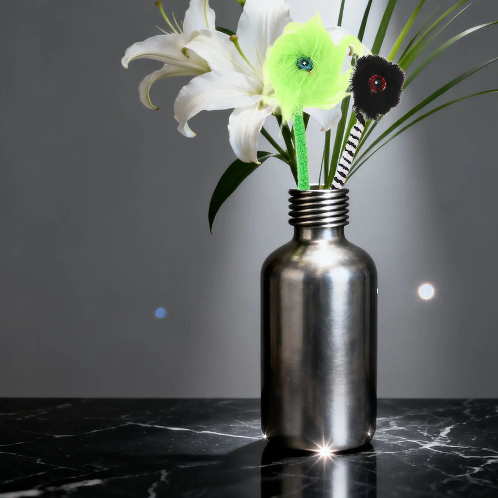 6Pcs Green Eyeball Halloween Picks with Striped Stems for Spooky Vase Fillers Wreath Making DIY Craft Supplies Evil Eye Decor