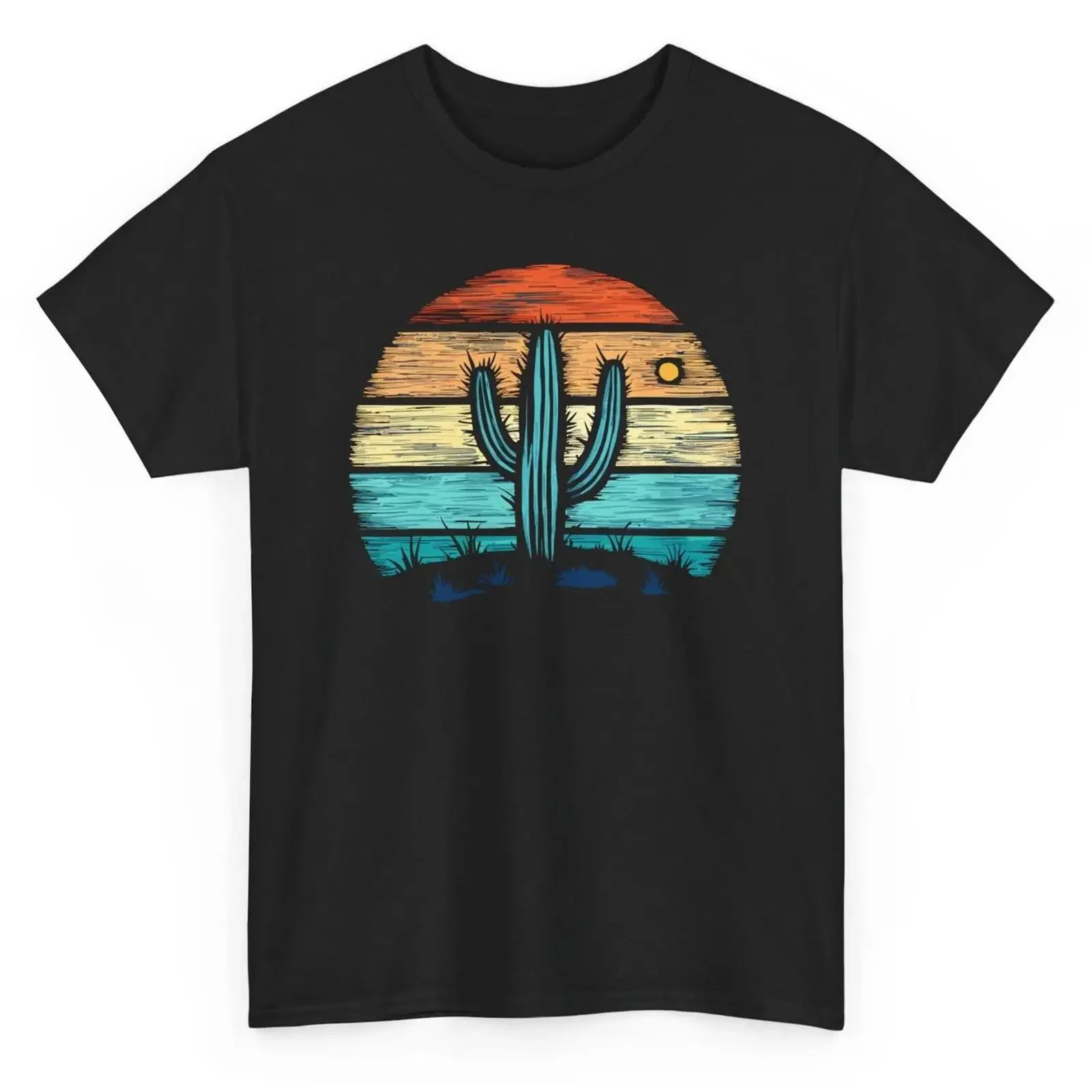 T shirt retrò Cactus Sunset maglietta grafica Saguaro Opuntia Cactaceae vintage Washed fashion Unisex streetwear Slightly