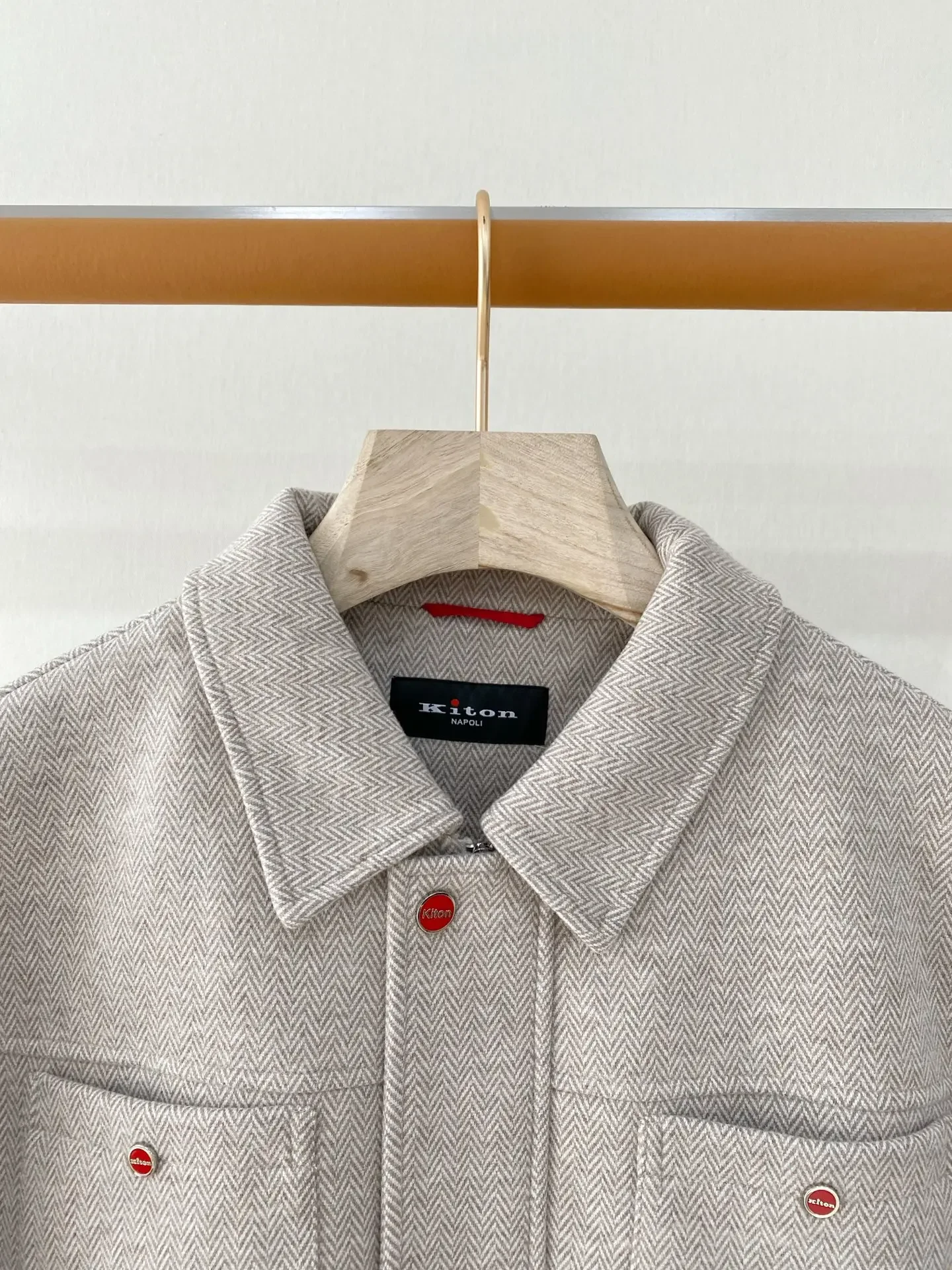 Kiton Italian wool-blend tooling zip-up jacket