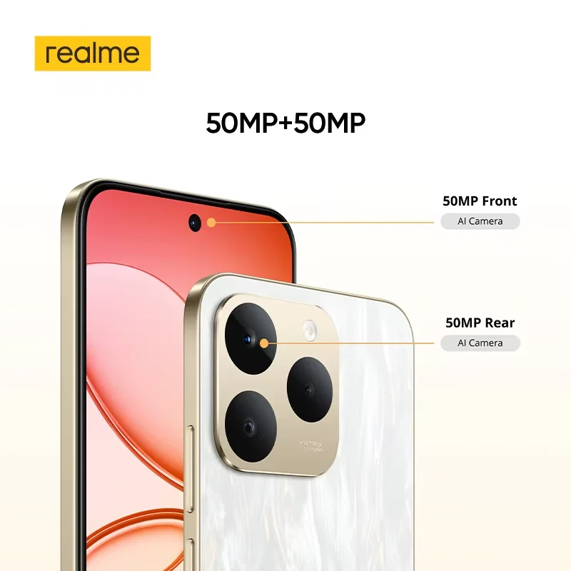 [العرض الأول في العالم] هاتف ذكي Realme 15T 5G بطارية 7000 مللي أمبير في الساعة شحن 60 وات كاميرات أمامية وخلفية 50 ميجابكسل شاشة AMOLED مقاس 6.57 بوصة 4000nit NFC