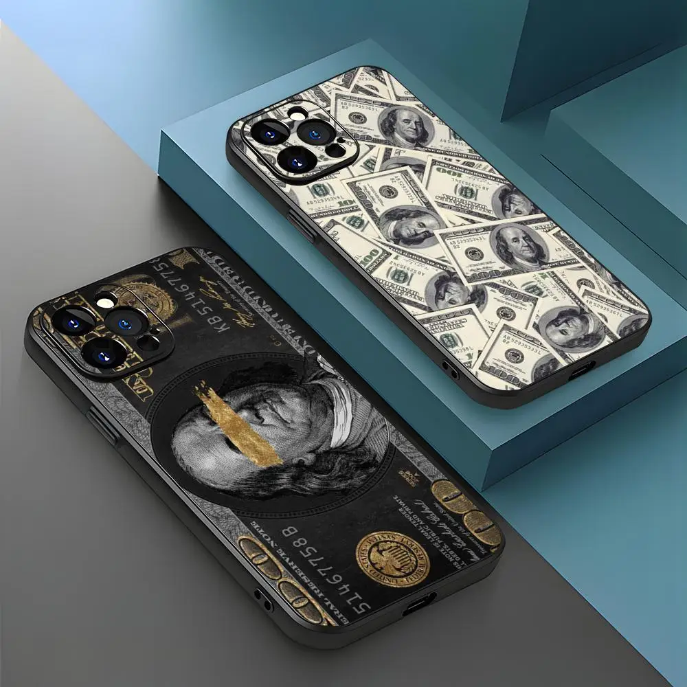 Banknote Dollar Cash Money Phone Case For iPhone 15 14 13 12 11 X XR XS XSMAX 8 7 Plus Mini Pro Max Soft Black Phone Cover