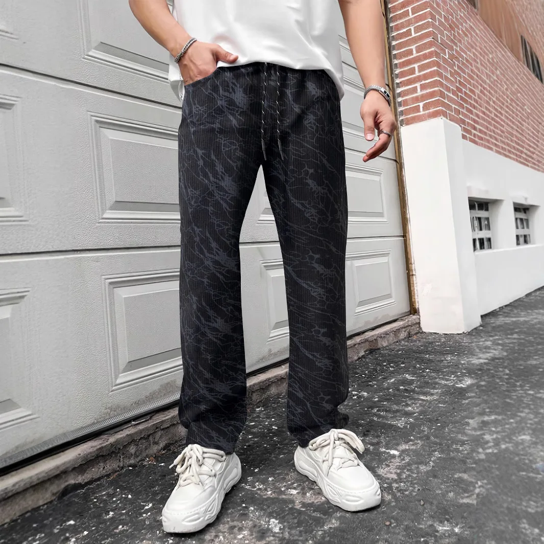 

Men's Retro Corduroy Straight Pants Loose Casual Leopard Print Spring Autumn Comfortable Men's Clothing