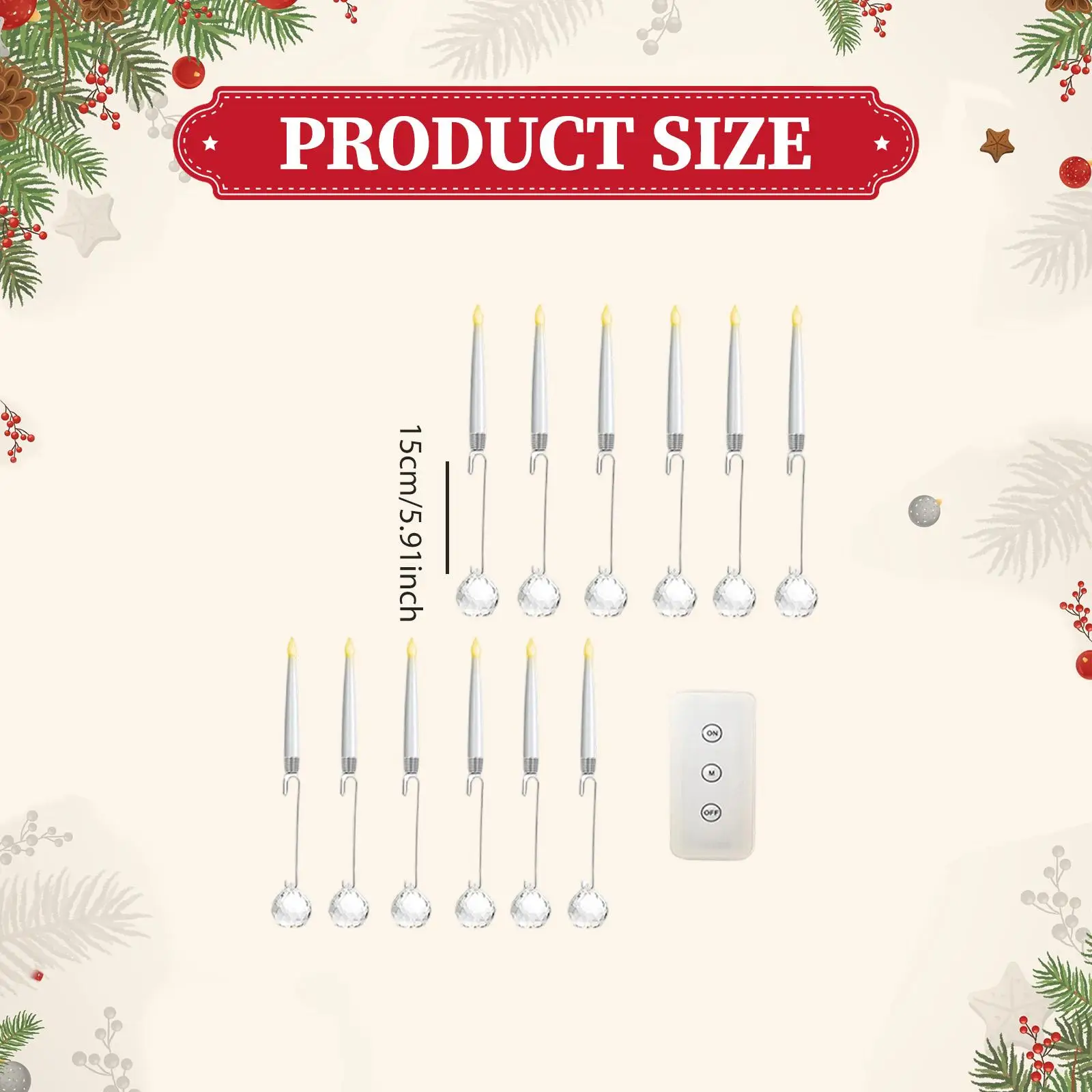 12 قطعة شموع شجرة عيد الميلاد ديكور شمعدانات LED دافئة شموع مستدقة قصيرة LED مع جهاز تحكم عن بعد للمنزل وغرفة النوم والمكتب والزفاف