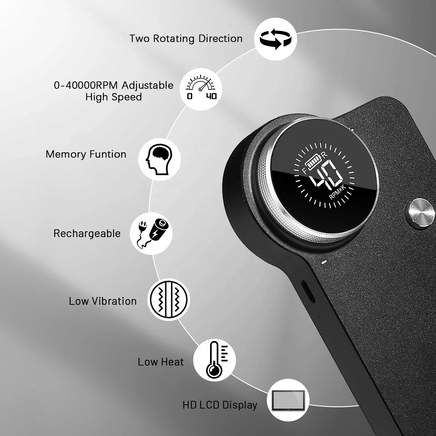 Hoge kwaliteit 40000 RPM 85 W oplaadbare professionele frees nagelpolijstmachine elektrische nagelboormachine