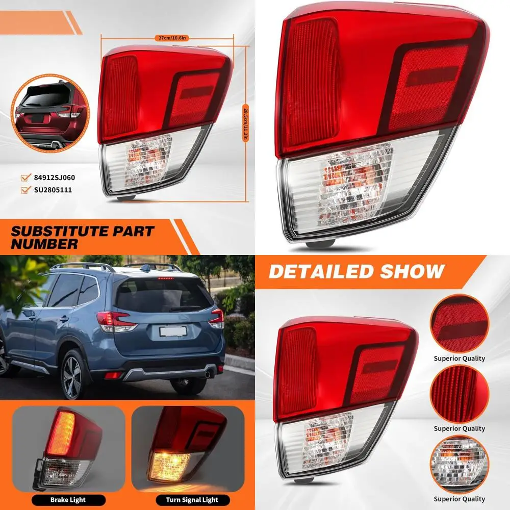 

Subaru Forester 2019-2021 Right Passenger Side Tail Light Assembly, Compatible with Rear Brake Lamp SU2805111