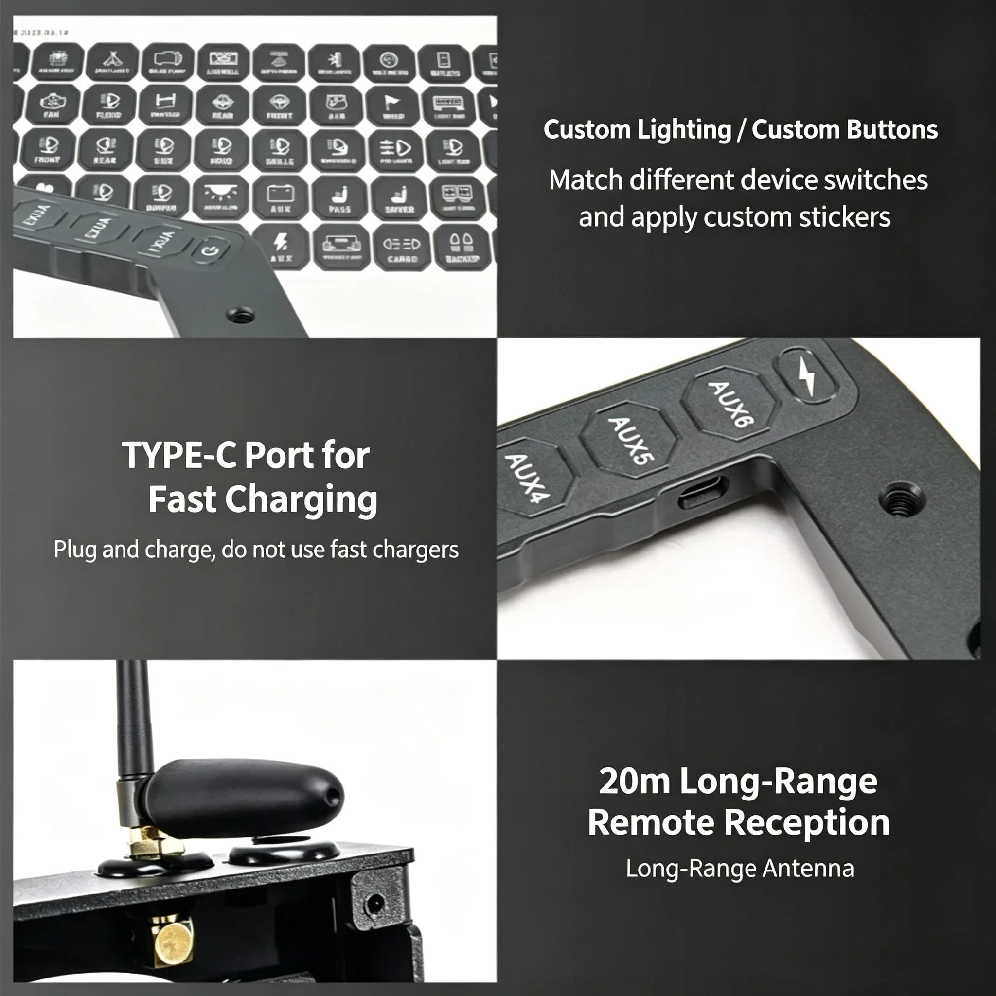 For Chery ICAR V23 2024-2026 Car A-Pillar Integrated Switch Wireless Remote Control Panel Led Spotlight Handle Switch Accessory detail image 2