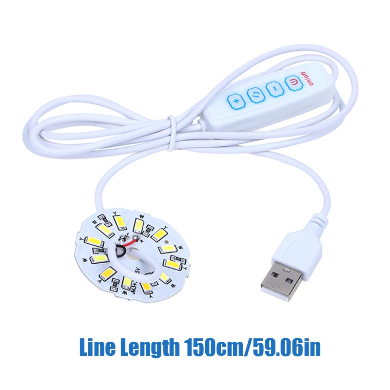 5V LED Wick LED Patch Lamp Beads Adjustable Bulb USB Socket Switch Line Learning Working Three-tone Lighting Lamp Colorful Light