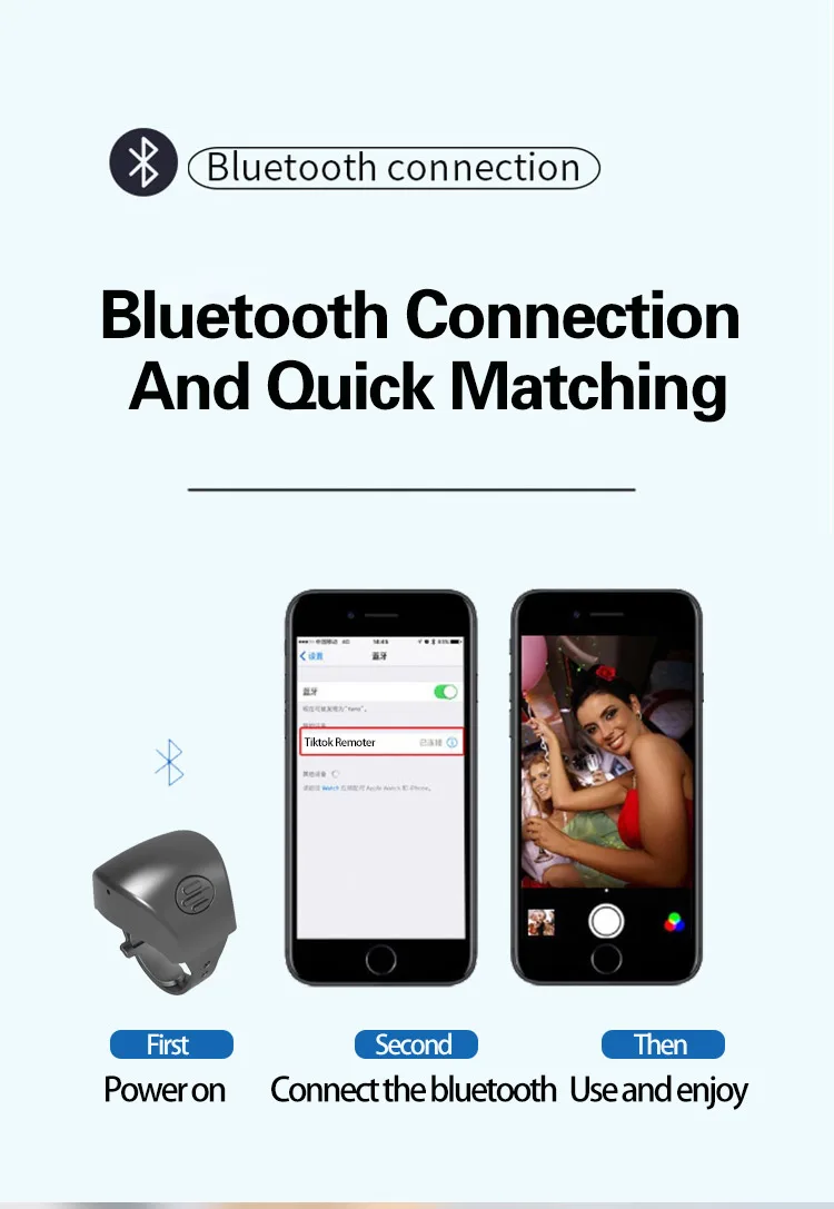 TikTok-Controle Remoto Página Turner Remote, Câmera Bluetooth, Gravação de Vídeo Remoto, Scrolling Ring para iPhone, iPad, TikTok, App