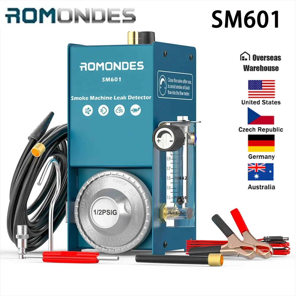 

Romondes SM601 Smoke Leak Detector EVAP Smoke Machine Automotive Leak Detector Fuel Pipe Leakage Locator for Car Motorcycle