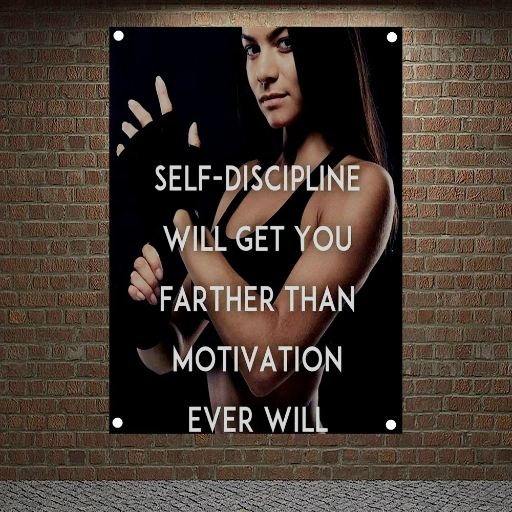 SELF-DISCIPLINE WILL GET YOU FARTHER THAN MOTIVATION EVER WILL Motivational Workout Posters Exercise Fitness Banners Gym Flags