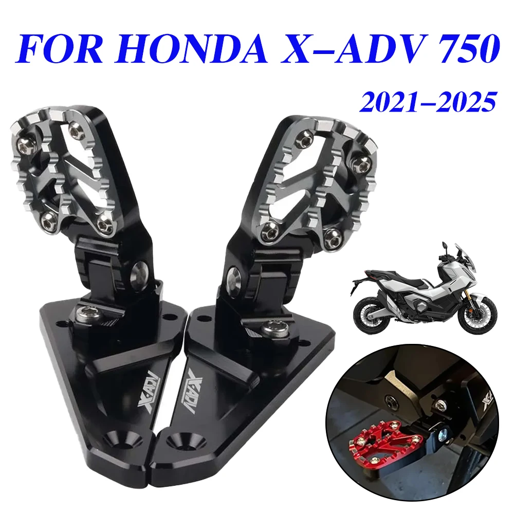 

For HONDA X-ADV 750 XADV750 2021 - 2025 Aluminum Alloy Rear Passenger Foot Pegs Rests Pedals Anti-Slip Motorcycle Accessories