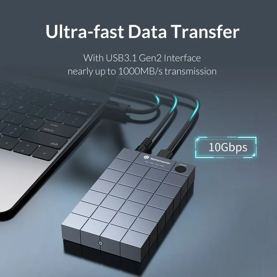 Imagem -04 - Yottamaster-duplicador de Cloner Nvme M.2 Dual-bay Docking Station de Clonagem Offline 10gbps Gabinete Ssd Usb c para Nvme Hot Swappabe